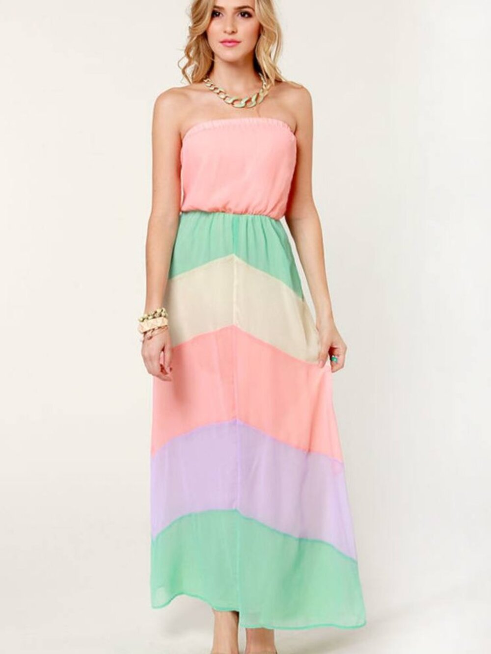 A'Gaci Strapless Colorful Maxi Dress Women's Size S